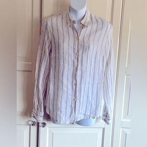 Paul and Shark Yachting Linen Button Down White and Purple Stripes Size 42/S US